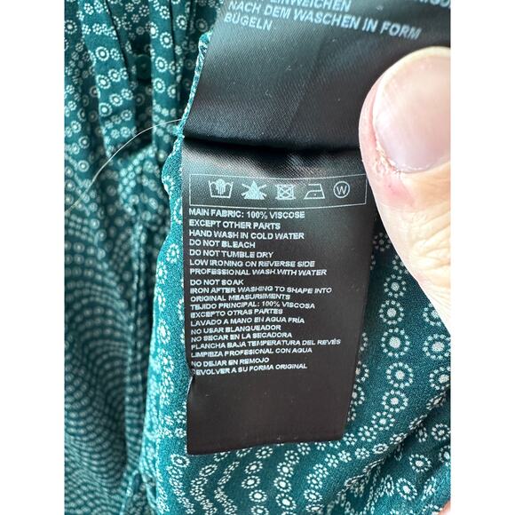 BA&SH Paris Green Boho Tie Neck Blouse Ruffle Collar Long Sleeve | Size Large - Picture 8 of 8